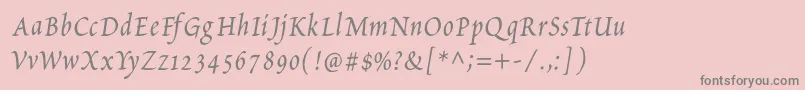 PetitscriptItalic-fontti – harmaat kirjasimet vaaleanpunaisella taustalla