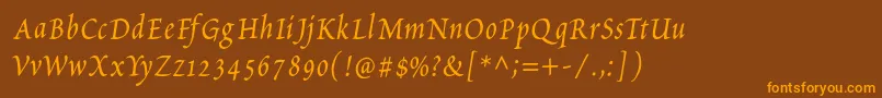PetitscriptItalic Font – Orange Fonts on Brown Background