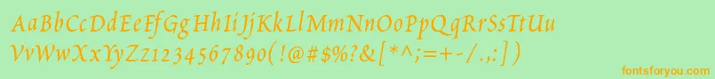 PetitscriptItalic Font – Orange Fonts on Green Background