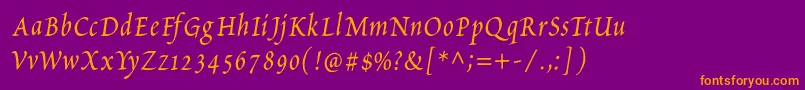 PetitscriptItalic Font – Orange Fonts on Purple Background