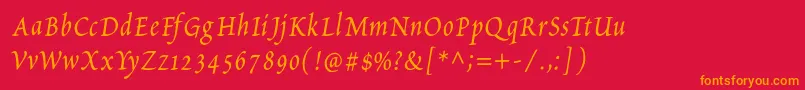 PetitscriptItalic Font – Orange Fonts on Red Background