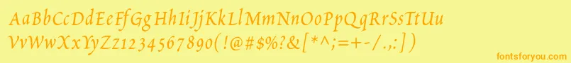 PetitscriptItalic Font – Orange Fonts on Yellow Background