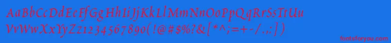 PetitscriptItalic-fontti – punaiset fontit sinisellä taustalla