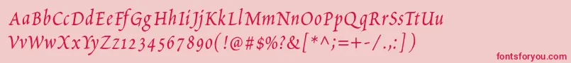 フォントPetitscriptItalic – ピンクの背景に赤い文字