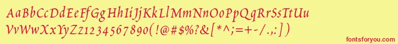 PetitscriptItalic Font – Red Fonts on Yellow Background