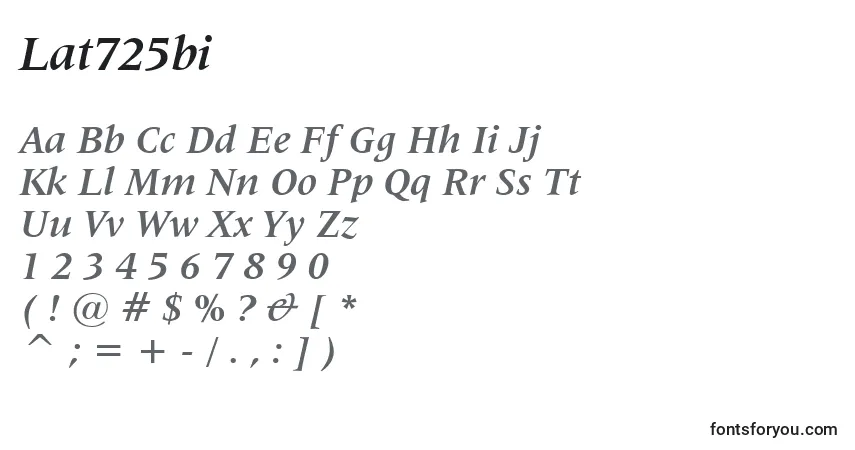 A fonte Lat725bi – alfabeto, números, caracteres especiais