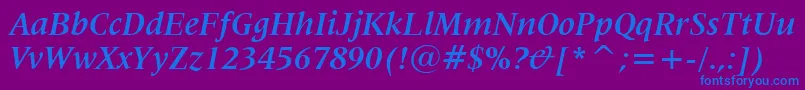 Lat725bi-Schriftart – Blaue Schriften auf violettem Hintergrund