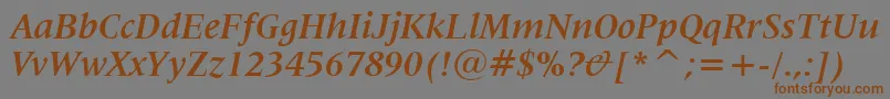 フォントLat725bi – 茶色の文字が灰色の背景にあります。