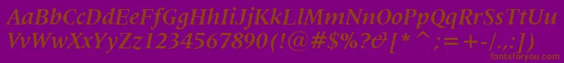 Lat725bi-fontti – ruskeat fontit violetilla taustalla