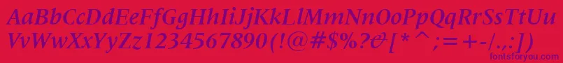 Lat725bi-Schriftart – Violette Schriften auf rotem Hintergrund