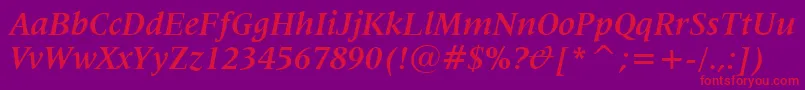 Шрифт Lat725bi – красные шрифты на фиолетовом фоне