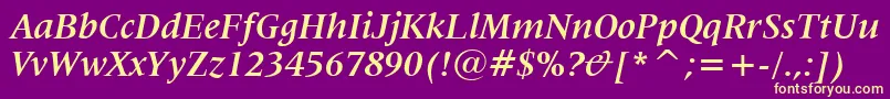 Fonte Lat725bi – fontes amarelas em um fundo roxo