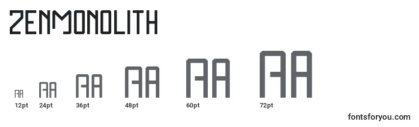 Размеры шрифта ZenMonolith