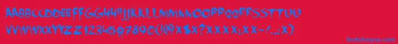 DkFaceYourFears Font – Blue Fonts on Red Background