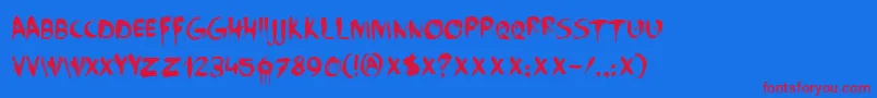 DkFaceYourFears Font – Red Fonts on Blue Background