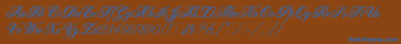 AristocratLetPlain.1.0 Font – Blue Fonts on Brown Background