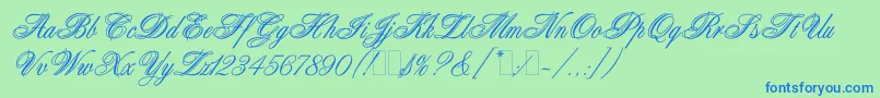 AristocratLetPlain.1.0-fontti – siniset fontit vihreällä taustalla
