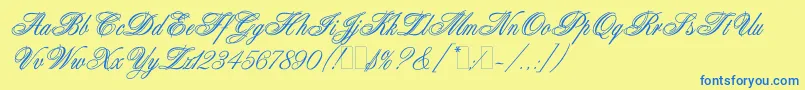 AristocratLetPlain.1.0 Font – Blue Fonts on Yellow Background