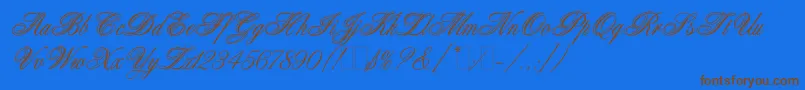 Czcionka AristocratLetPlain.1.0 – brązowe czcionki na niebieskim tle