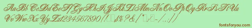AristocratLetPlain.1.0 Font – Brown Fonts on Green Background