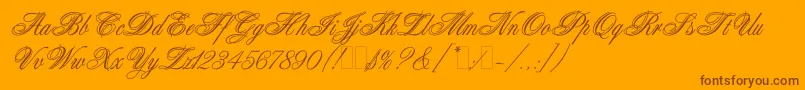 フォントAristocratLetPlain.1.0 – オレンジの背景に茶色のフォント