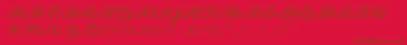 フォントAristocratLetPlain.1.0 – 赤い背景に茶色の文字