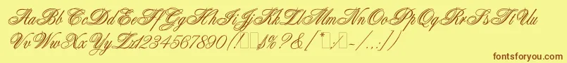 フォントAristocratLetPlain.1.0 – 茶色の文字が黄色の背景にあります。