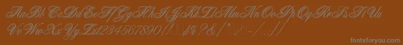 AristocratLetPlain.1.0-fontti – harmaat kirjasimet ruskealla taustalla