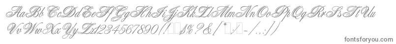 AristocratLetPlain.1.0-fontti – harmaat kirjasimet valkoisella taustalla