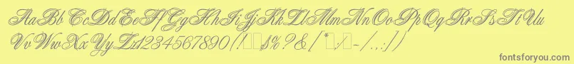AristocratLetPlain.1.0-fontti – harmaat kirjasimet keltaisella taustalla