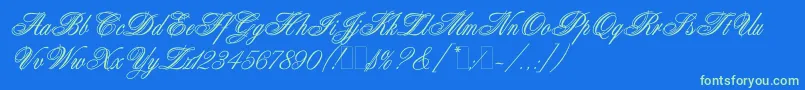 AristocratLetPlain.1.0 Font – Green Fonts on Blue Background