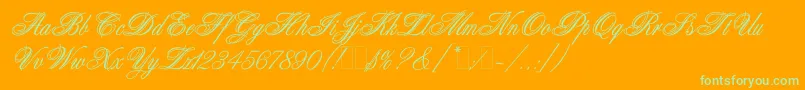AristocratLetPlain.1.0 Font – Green Fonts on Orange Background