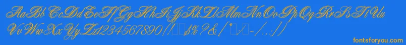 AristocratLetPlain.1.0-Schriftart – Orangefarbene Schriften auf blauem Hintergrund