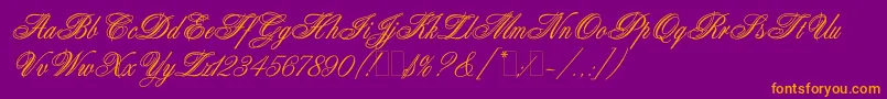 AristocratLetPlain.1.0-Schriftart – Orangefarbene Schriften auf violettem Hintergrund