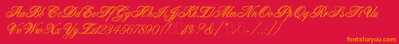 AristocratLetPlain.1.0 Font – Orange Fonts on Red Background