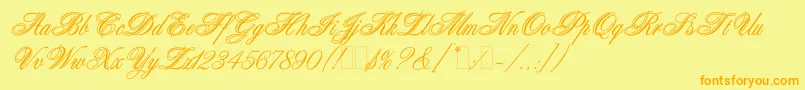 AristocratLetPlain.1.0-fontti – oranssit fontit keltaisella taustalla