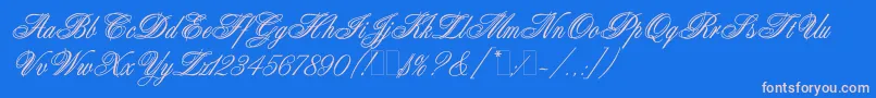 AristocratLetPlain.1.0 Font – Pink Fonts on Blue Background