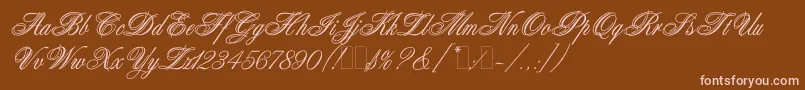 AristocratLetPlain.1.0-fontti – vaaleanpunaiset fontit ruskealla taustalla