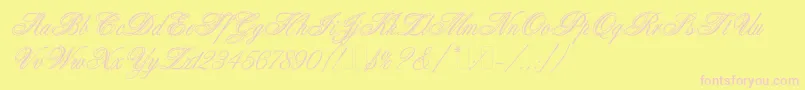 AristocratLetPlain.1.0 Font – Pink Fonts on Yellow Background