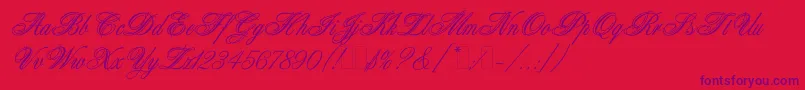 Шрифт AristocratLetPlain.1.0 – фиолетовые шрифты на красном фоне