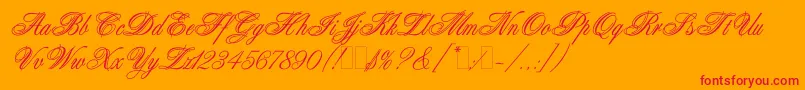 Fonte AristocratLetPlain.1.0 – fontes vermelhas em um fundo laranja