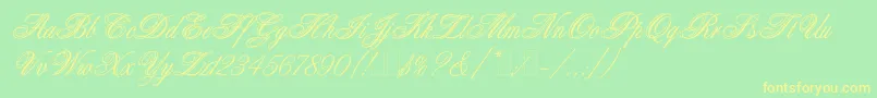AristocratLetPlain.1.0 Font – Yellow Fonts on Green Background