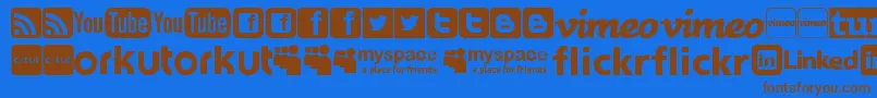 SocialLogosTfb-Schriftart – Braune Schriften auf blauem Hintergrund
