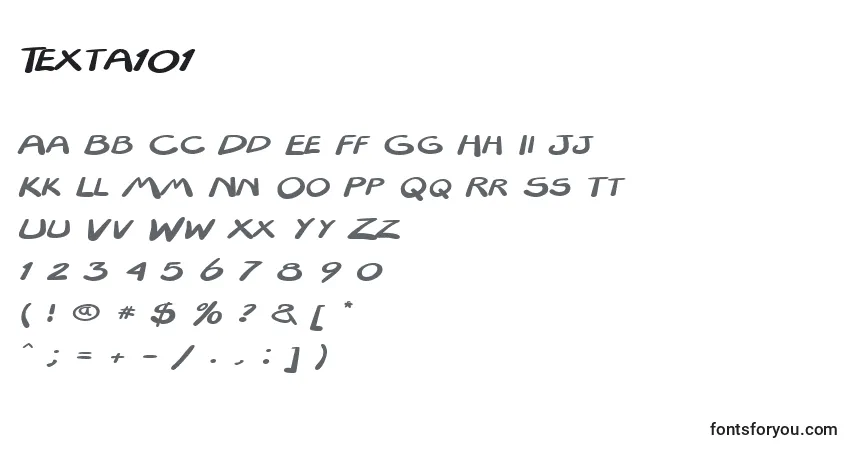 Czcionka Texta101 – alfabet, cyfry, specjalne znaki