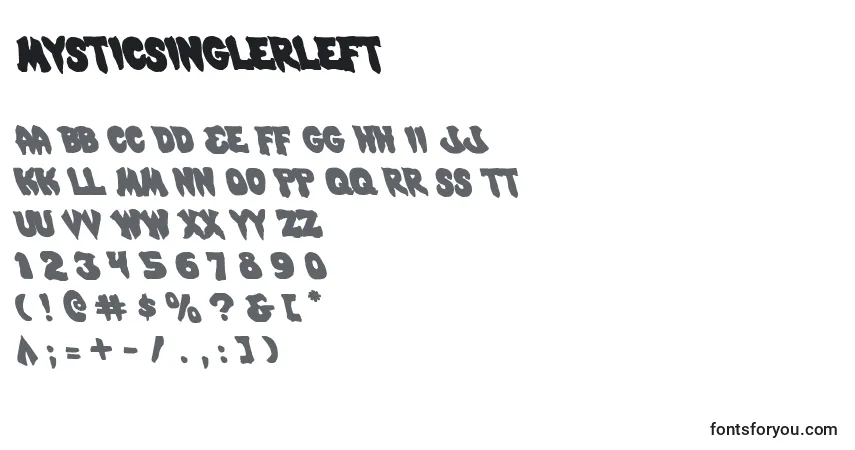 Mysticsinglerleft-fontti – aakkoset, numerot, erikoismerkit