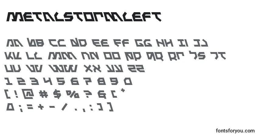Schriftart Metalstormleft – Alphabet, Zahlen, spezielle Symbole