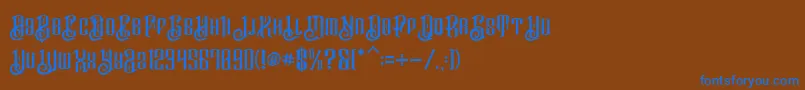 フォントBarakahDemo – 茶色の背景に青い文字