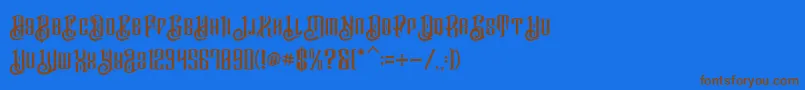 BarakahDemo-Schriftart – Braune Schriften auf blauem Hintergrund
