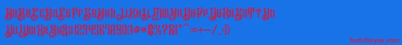 BarakahDemo-fontti – punaiset fontit sinisellä taustalla