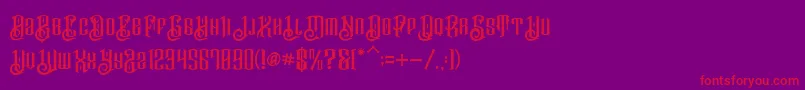 BarakahDemo-fontti – punaiset fontit violetilla taustalla